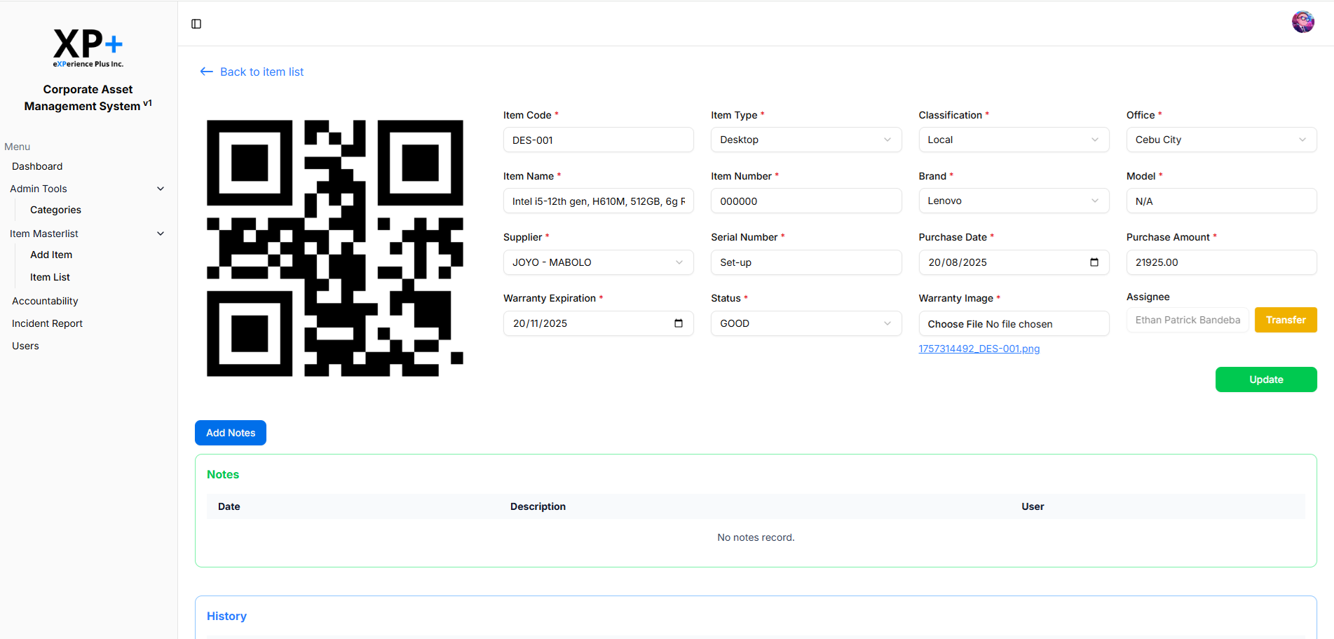 Corporate Asset Management Project